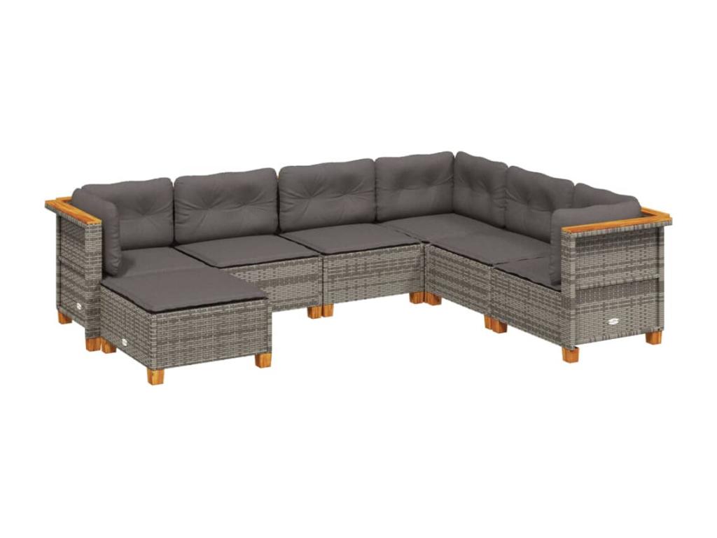 Ensemble de mobilier de jardin en résine tressée grise - dlz1766583379604