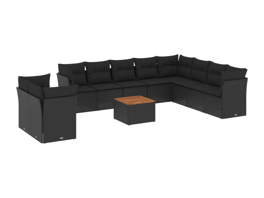 Ensemble de mobilier de jardin en résine tressée noire - dlz1766583426395