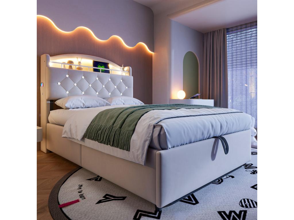 Matelas en velours beige, 90 x 200 cm