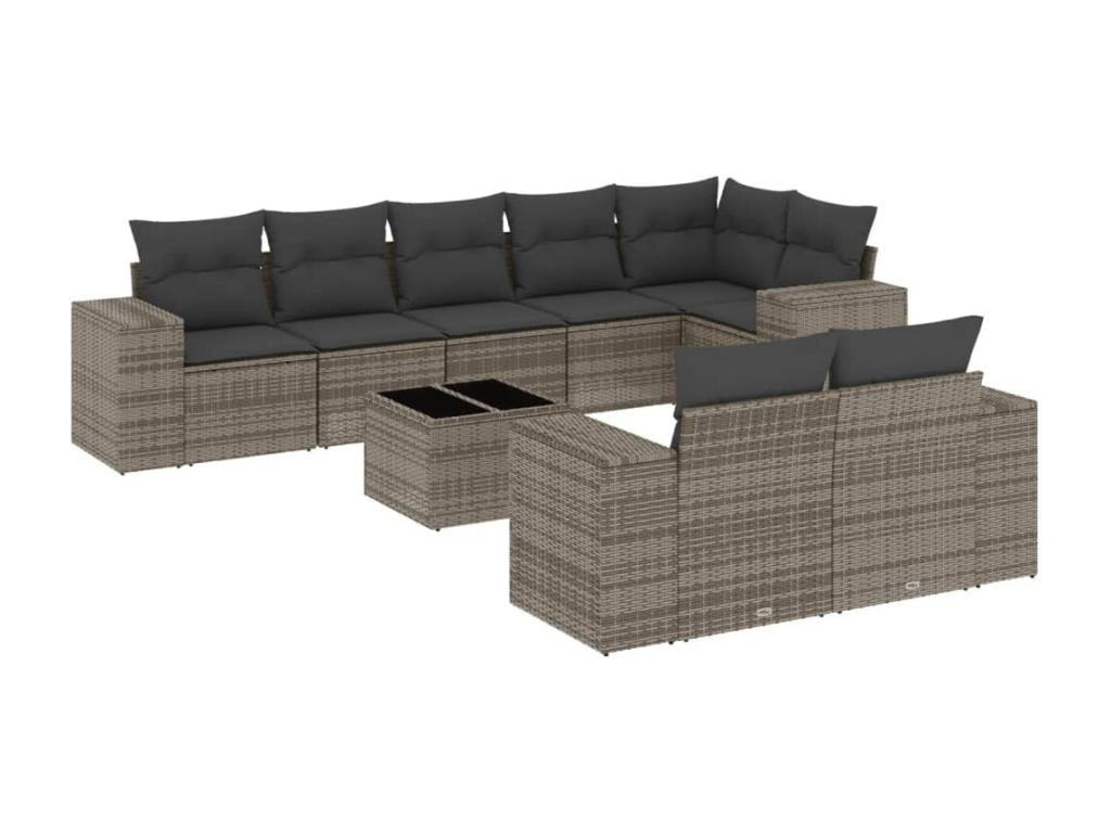 Ensemble de mobilier de jardin en résine tressée grise - dlz1766583173991