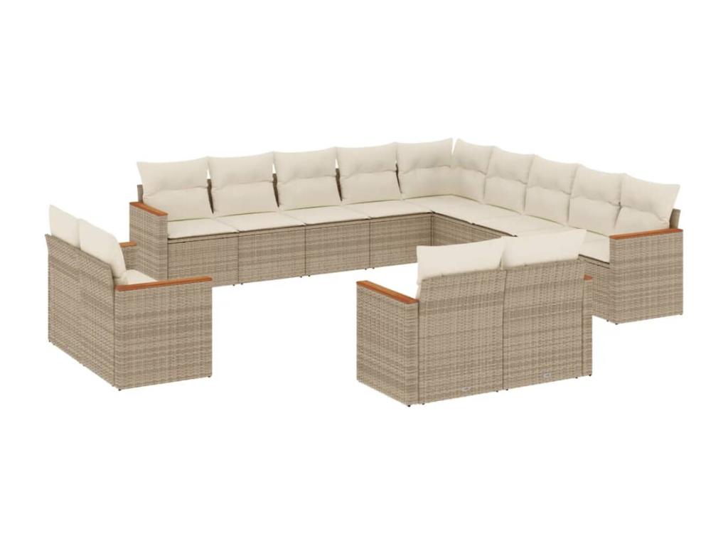 Ensemble de mobilier de jardin en résine tressée beige - dlz1766583542396