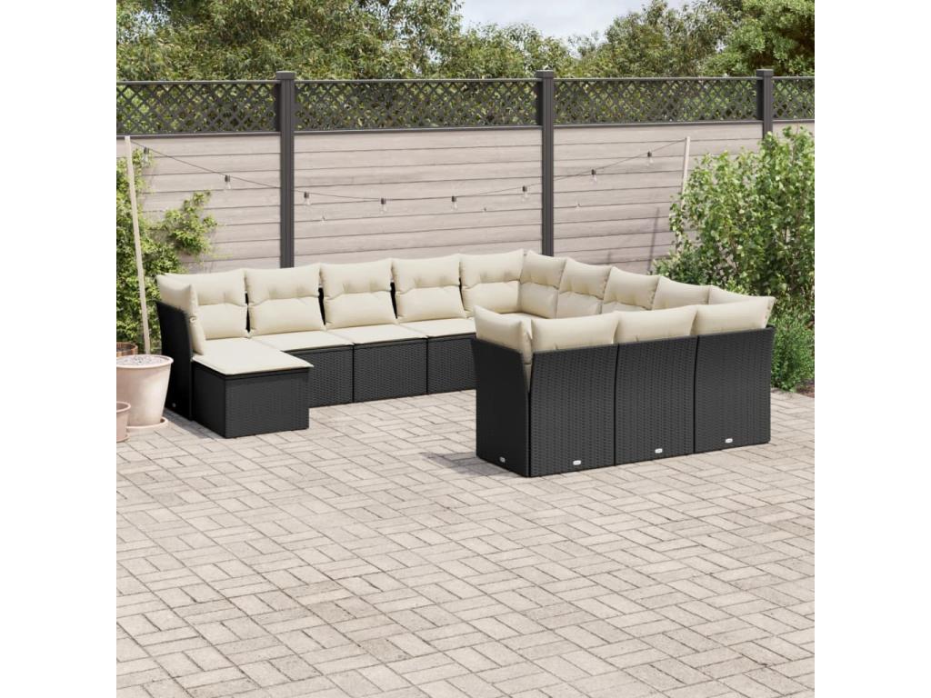 Ensemble de mobilier de jardin en résine tressée noire - dlz1766584115970