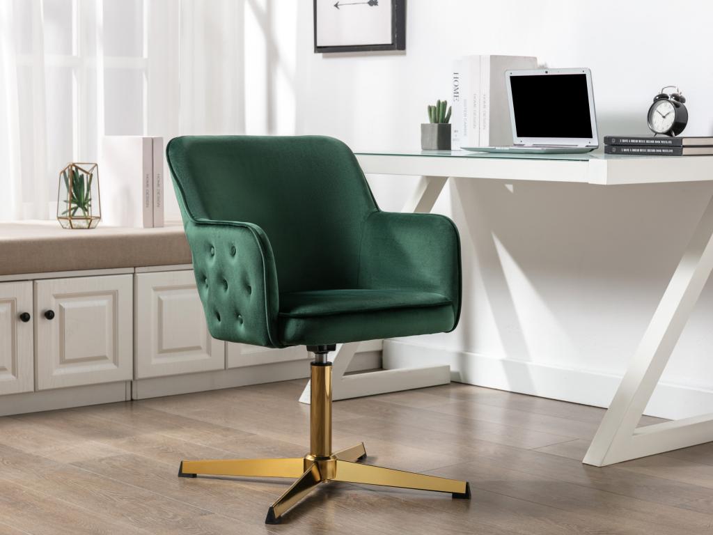 Fauteuil en velours vert - dlz1766583088995