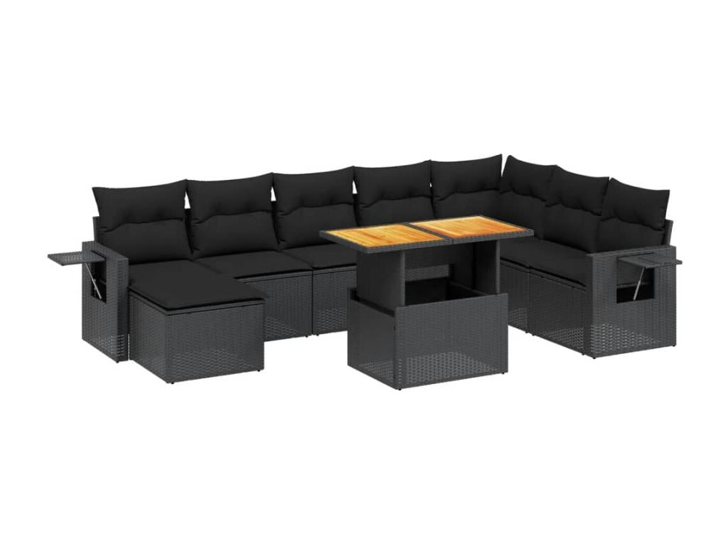 Ensemble de mobilier de jardin en résine tressée noire - dlz1766584118651
