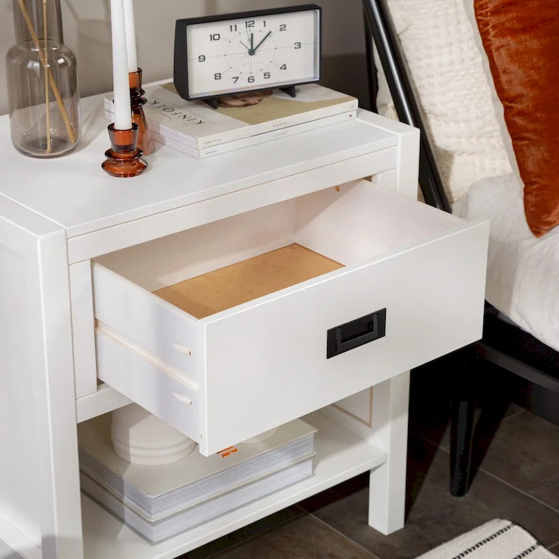 Tables de chevet modernes Middlebrook en bois massif, 1 tiroir, lot de 2