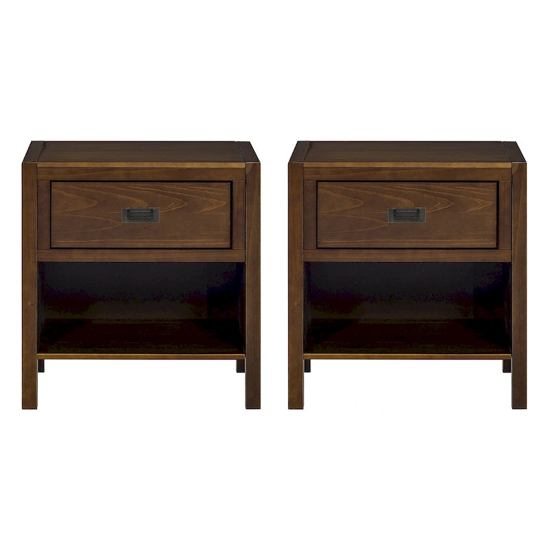 Tables de chevet modernes Middlebrook en bois massif, 1 tiroir, lot de 2