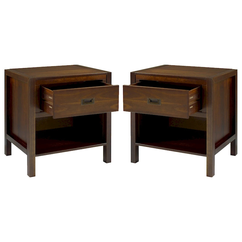 Tables de chevet modernes Middlebrook en bois massif, 1 tiroir, lot de 2