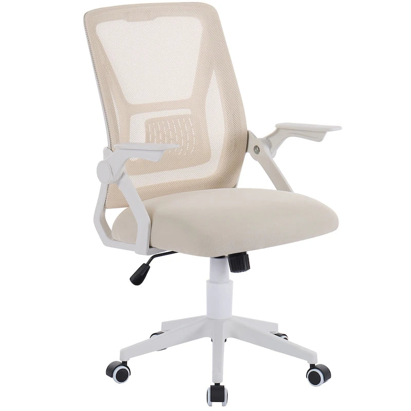 Chaise de bureau Javlergo à dossier mi-haut pivotante avec soutien lombaire, chaise de bureau ergonomique en maille avec accoudoirs