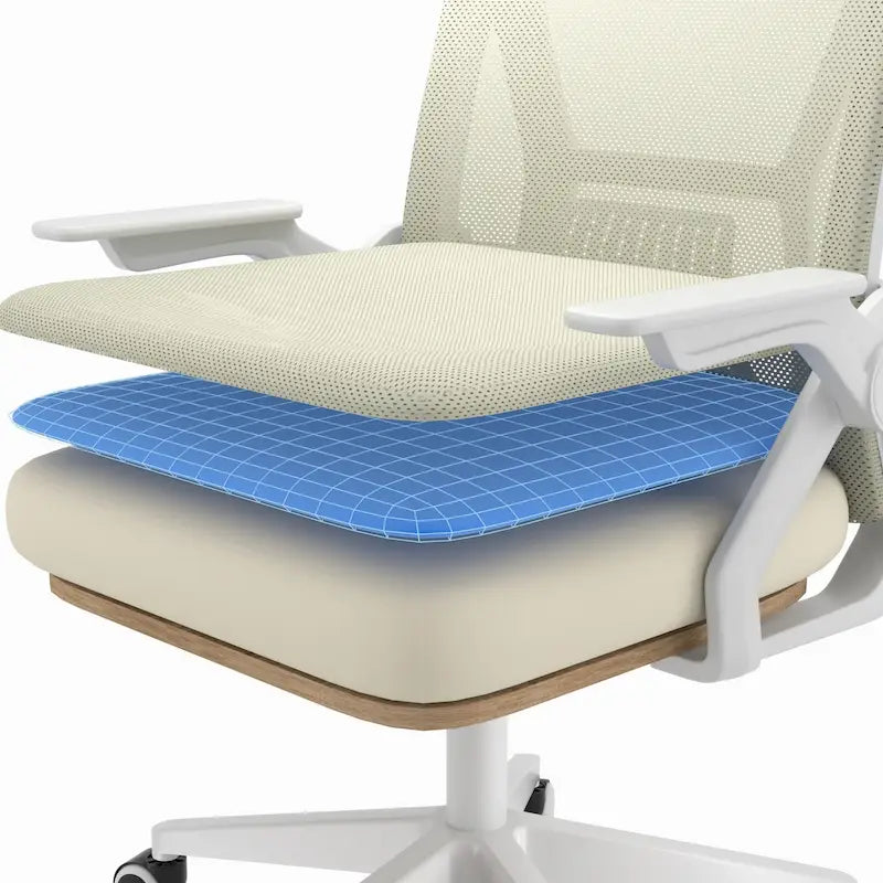 Chaise de bureau Javlergo à dossier mi-haut pivotante avec soutien lombaire, chaise de bureau ergonomique en maille avec accoudoirs