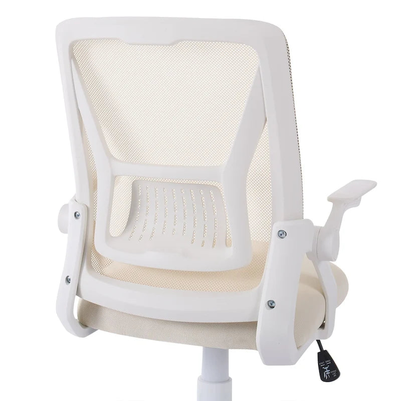 Chaise de bureau Javlergo à dossier mi-haut pivotante avec soutien lombaire, chaise de bureau ergonomique en maille avec accoudoirs