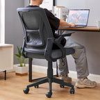 Chaise de bureau Javlergo à dossier mi-haut pivotante avec soutien lombaire, chaise de bureau ergonomique en maille avec accoudoirs