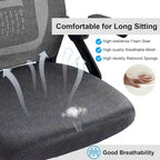 Chaise de bureau Javlergo à dossier mi-haut pivotante avec soutien lombaire, chaise de bureau ergonomique en maille avec accoudoirs