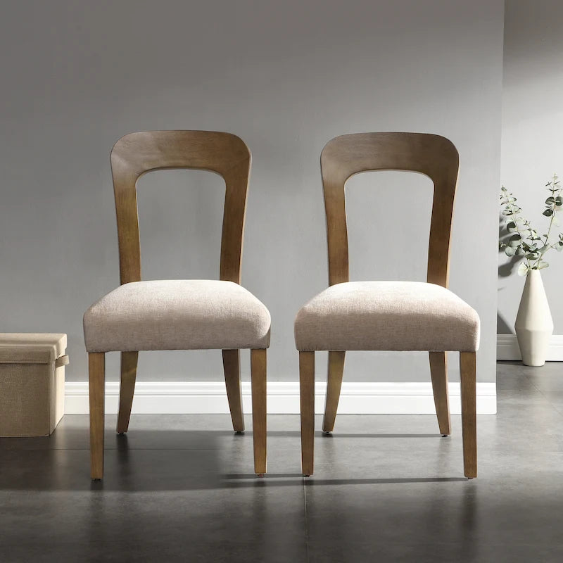 Christopher Knight Home - Chaises de salle à manger rembourrées Adrian, assise confortable et structure en bois robuste, lot de 2