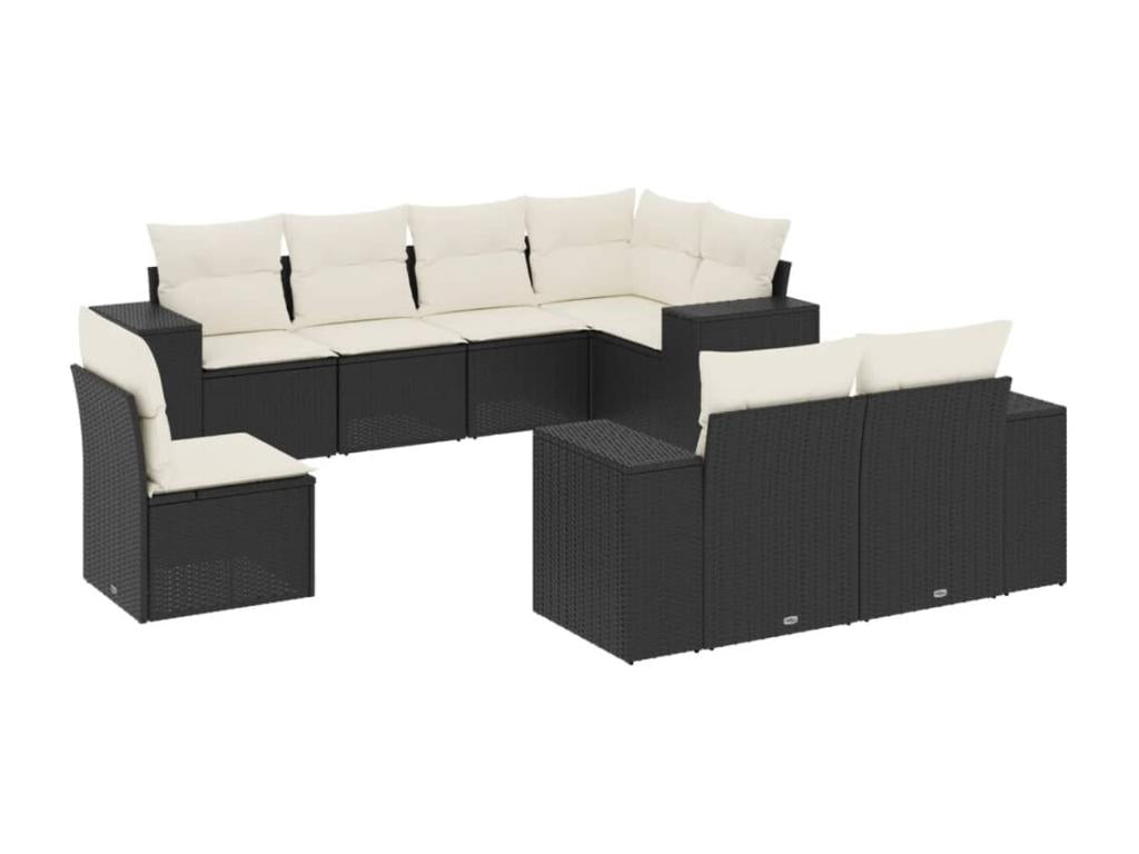 Ensemble de mobilier de jardin en résine tressée noire - dlz1766583959234
