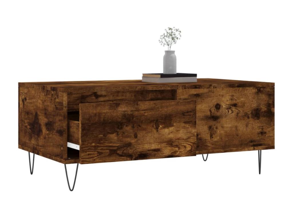 Table basse en bois d'ingénierie naturel, 90 x 50 x 36,5 cm