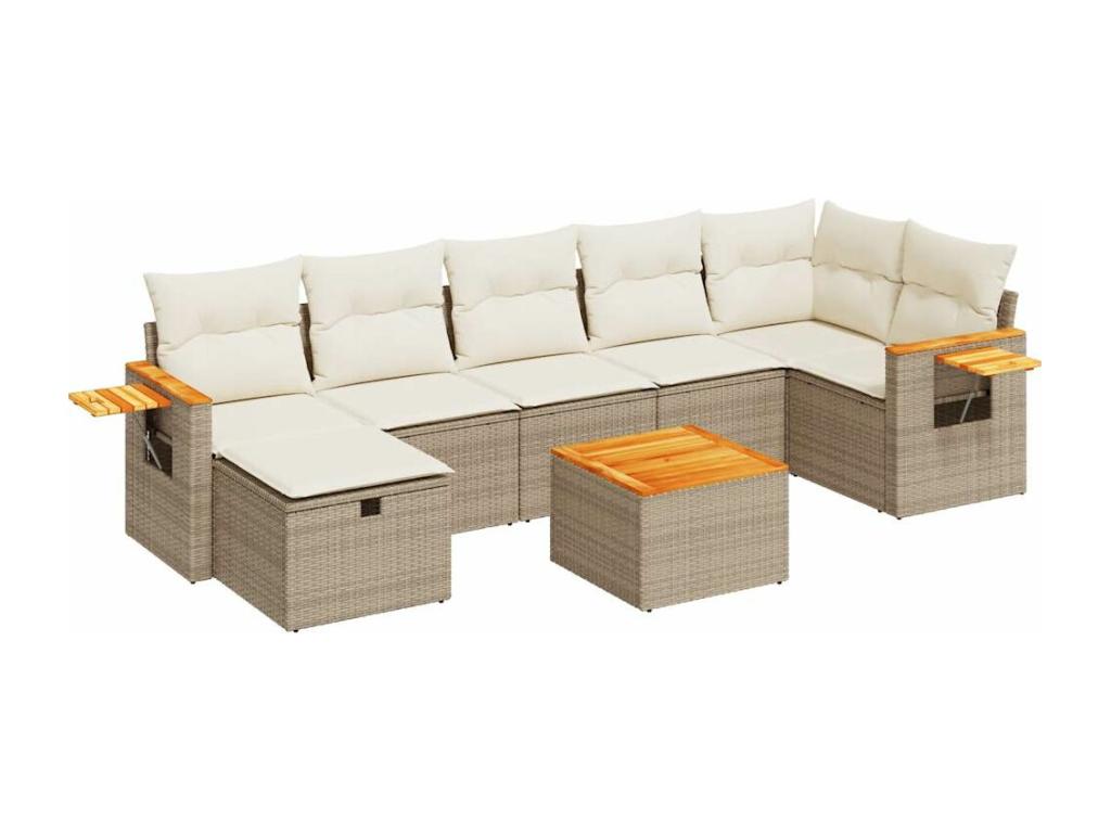 Ensemble de mobilier de jardin en résine tressée beige - dlz1766583381513