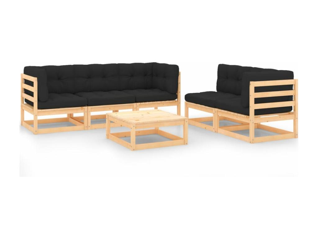 Ensemble de meubles d'extérieur en pin anthracite