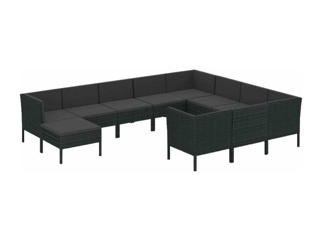 Ensemble de mobilier de jardin en résine tressée noire - dlz1766583554701