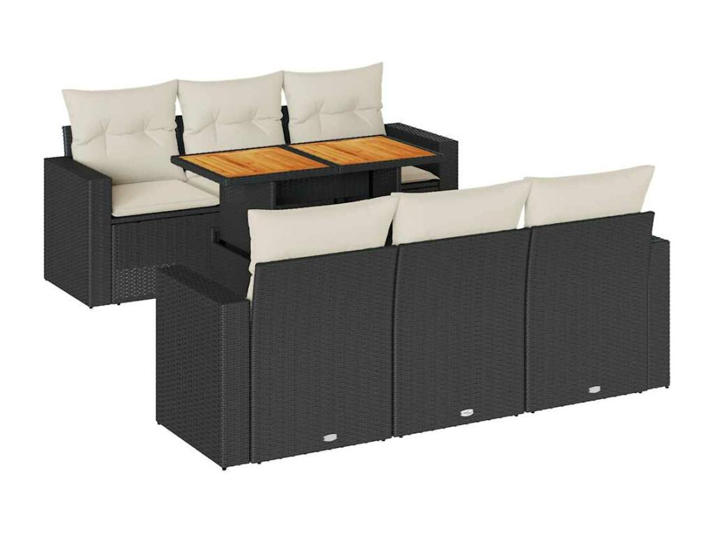 Ensemble de mobilier de jardin en résine tressée noire - dlz1766583435715