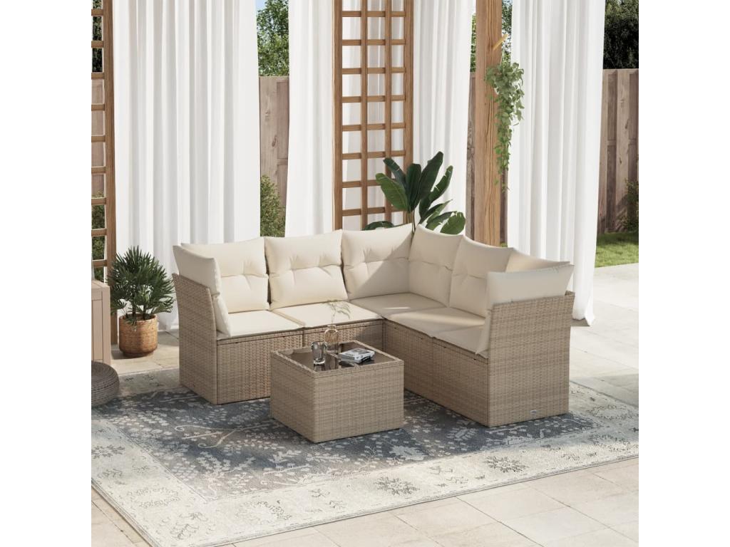 Ensemble de mobilier de jardin en résine tressée beige - dlz1766584016852
