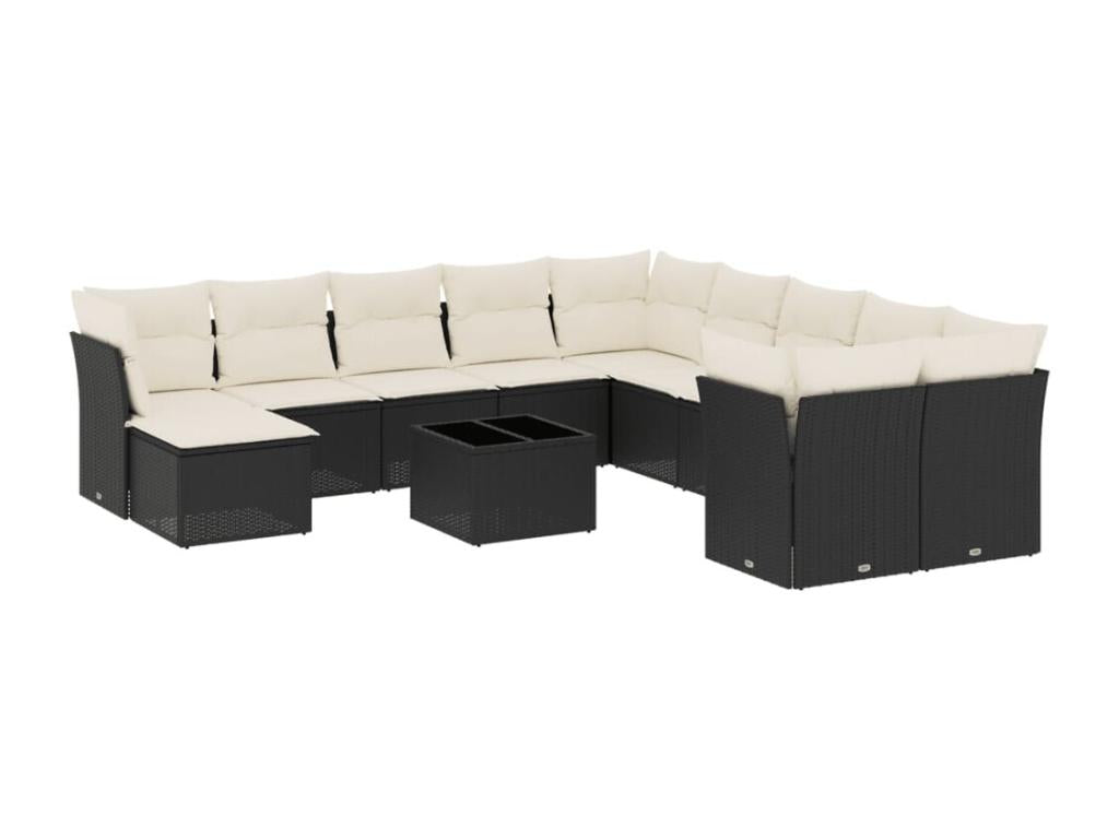 Ensemble de mobilier de jardin en résine tressée noire - dlz1766584053709