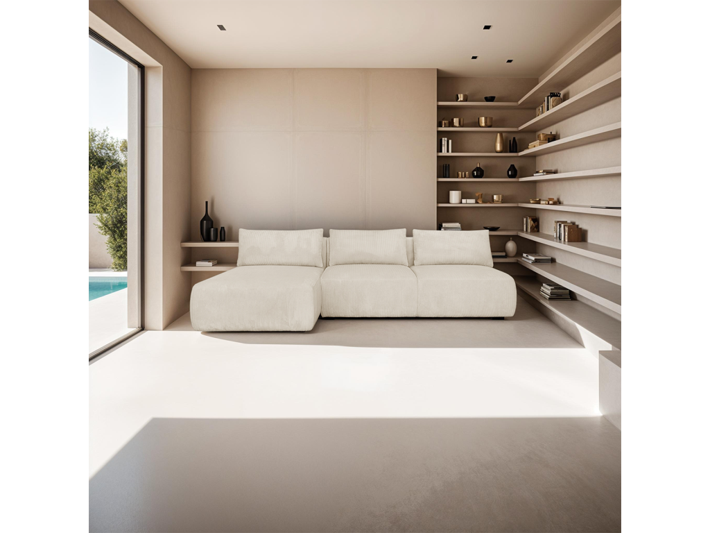 Canapé-lit en velours beige - dlz1766583290858