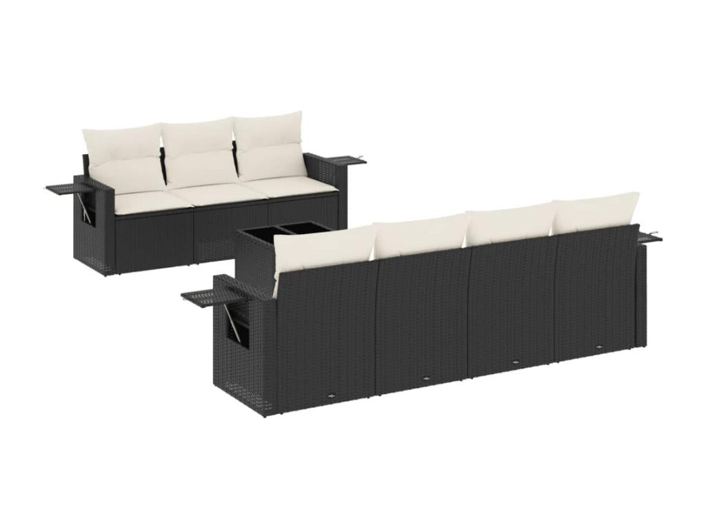 Ensemble de mobilier de jardin en résine tressée noire - dlz1766583548033