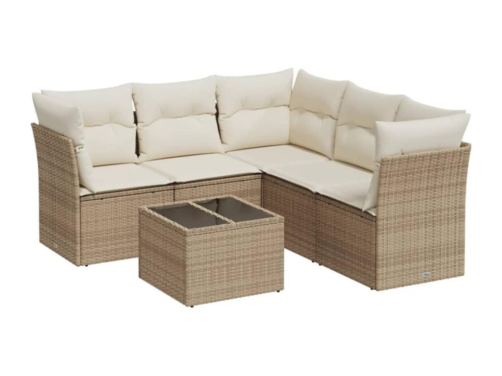 Ensemble de mobilier de jardin en résine tressée beige - dlz1766584016852