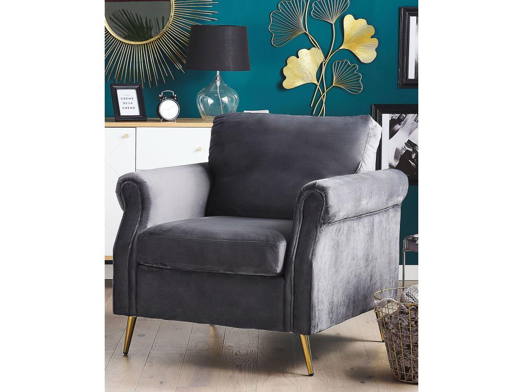 Fauteuil d'appoint en velours gris - dlz1766584047315