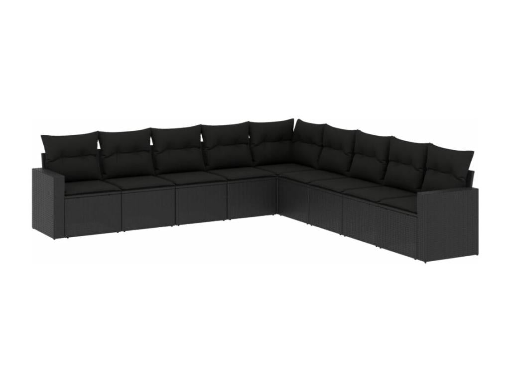 Ensemble de mobilier de jardin en résine tressée noire - dlz1766584038404