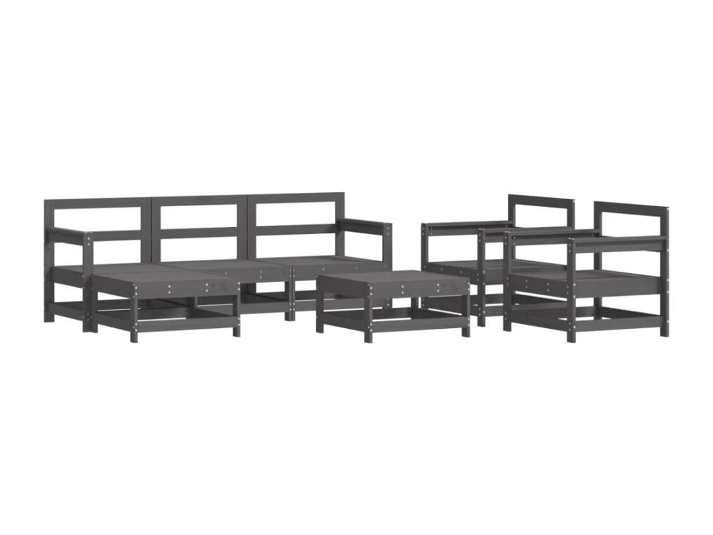 Ensemble de mobilier de jardin en pin gris - dlz1766583462375