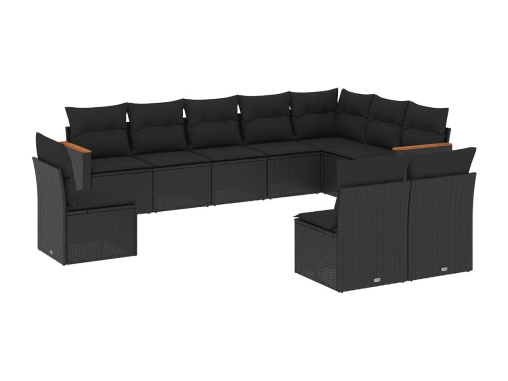 Ensemble de mobilier de jardin en résine tressée noire - dlz1766584093285