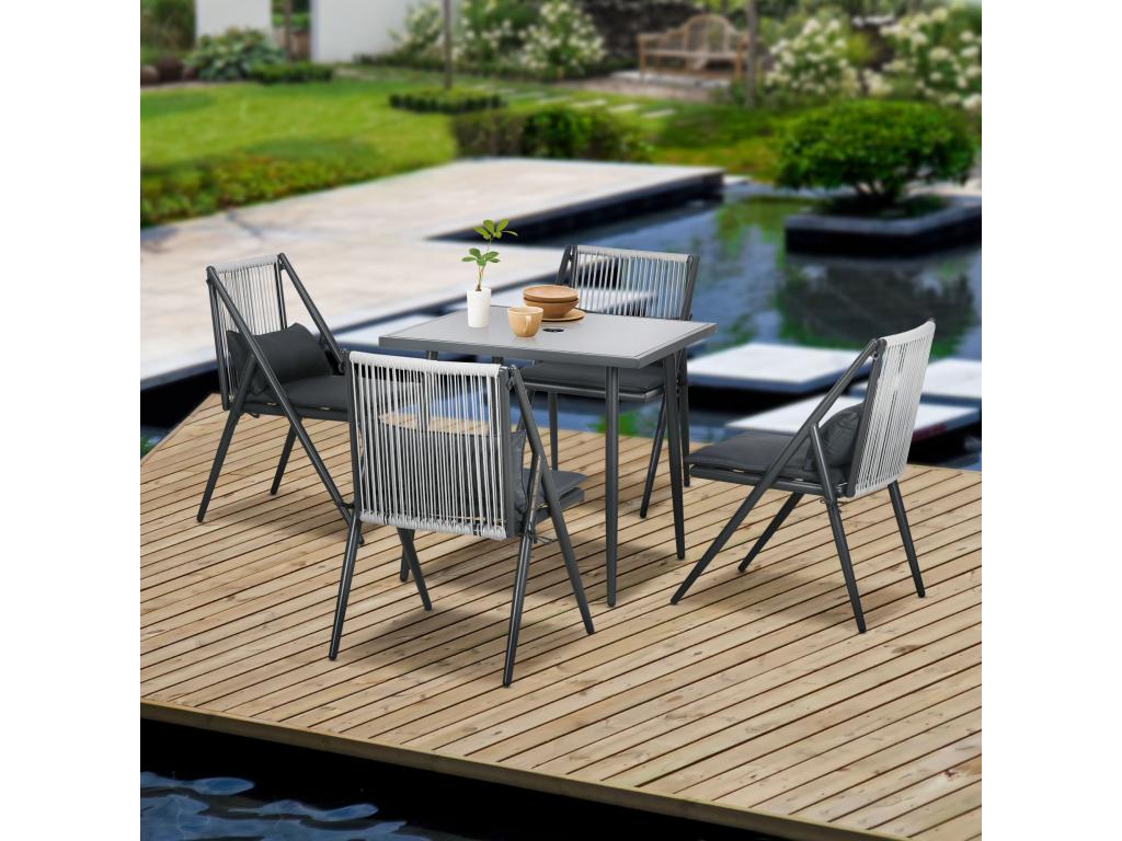 Ensemble de mobilier de jardin gris - dlz1766583513612