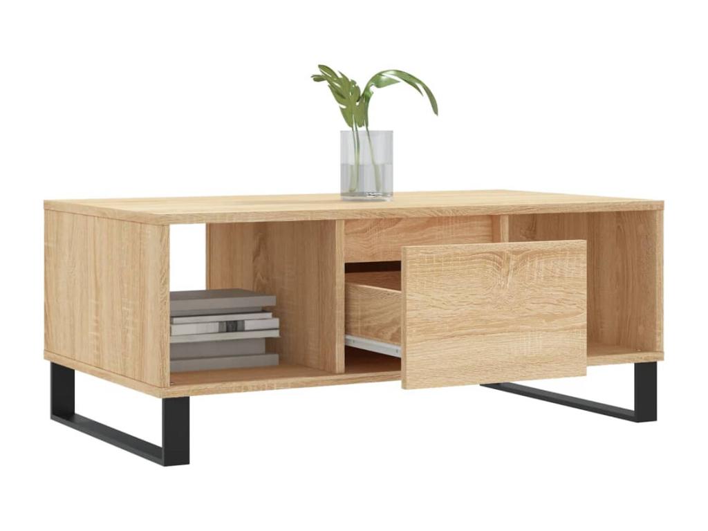 Table basse en bois composite marron, 90 x 50 x 36,5 cm