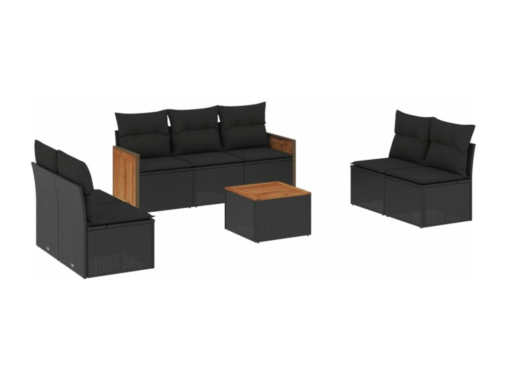 Ensemble de mobilier de jardin en résine tressée noire - dlz1766583534298