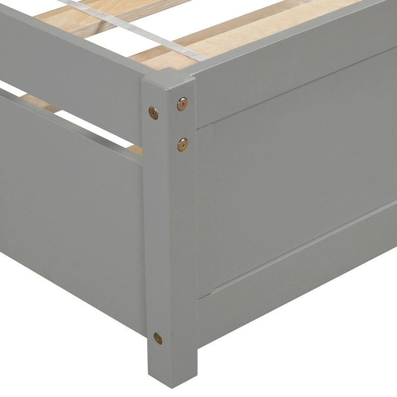 Lit plateforme en bois gris pour une personne avec lit gigogne