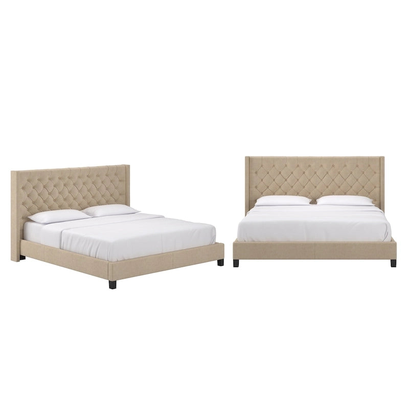 Lit king size capitonné à oreilles Detmold