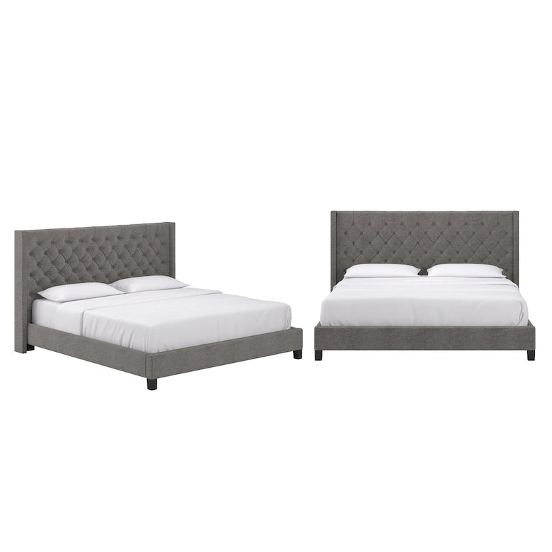 Lit king size capitonné à oreilles Detmold