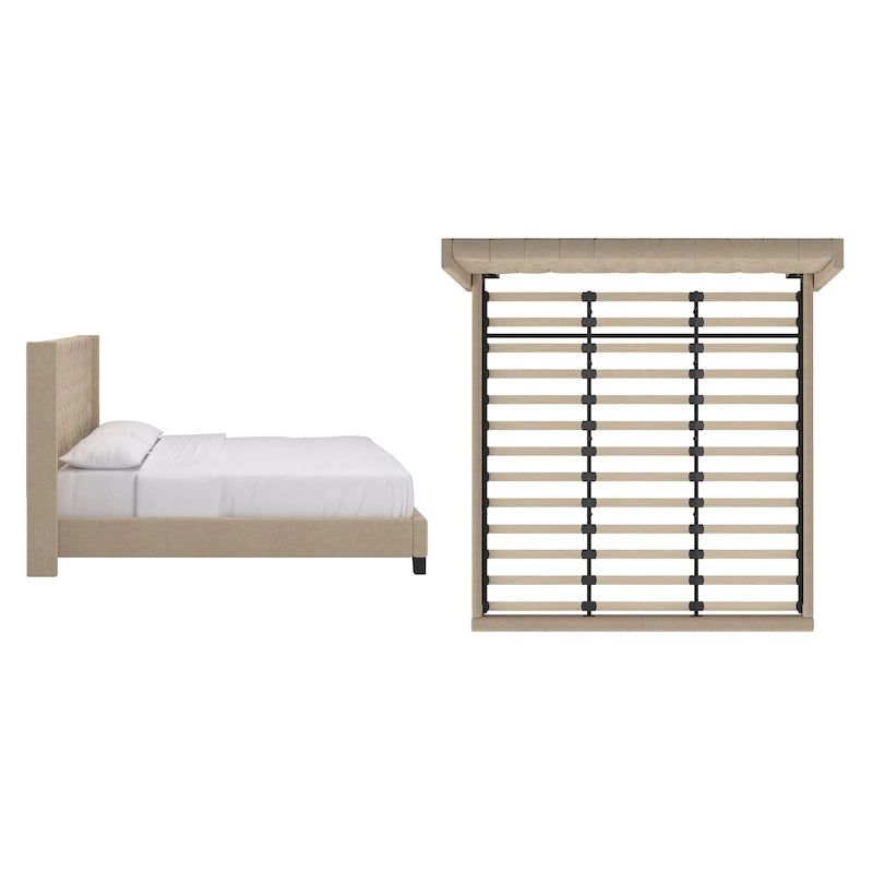 Lit king size capitonné à oreilles Detmold