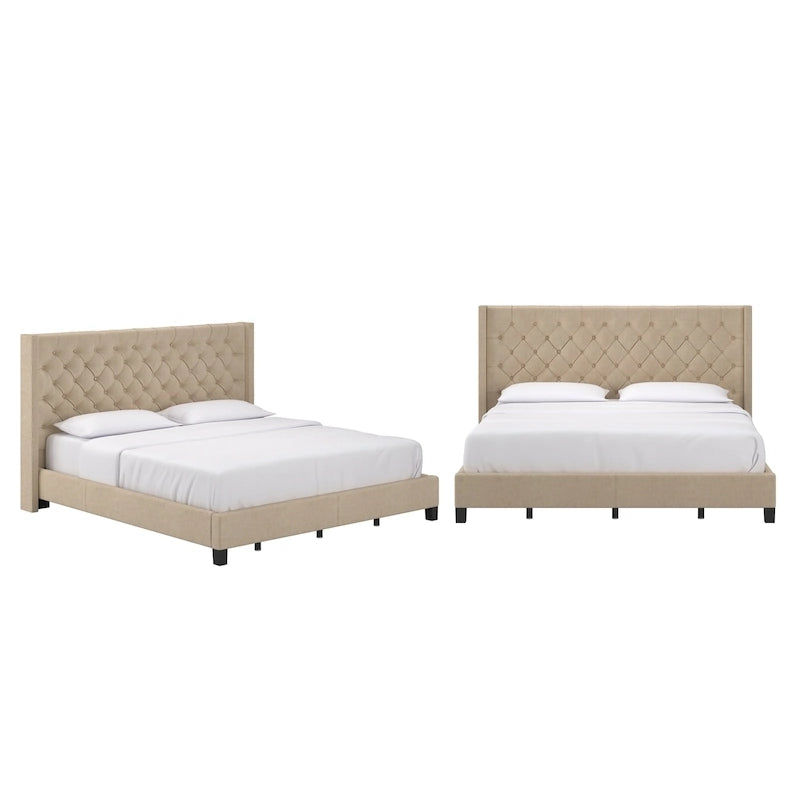 Lit king size capitonné à oreilles Detmold