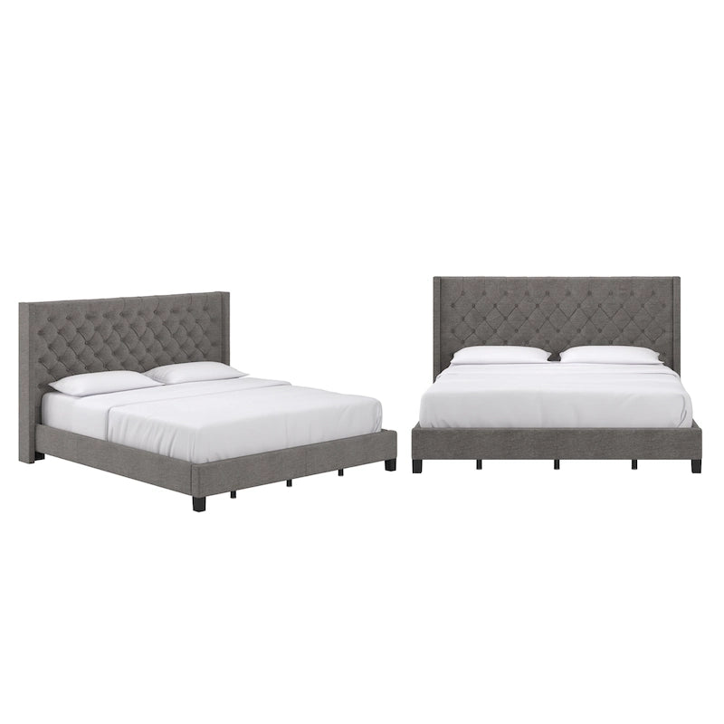 Lit king size capitonné à oreilles Detmold