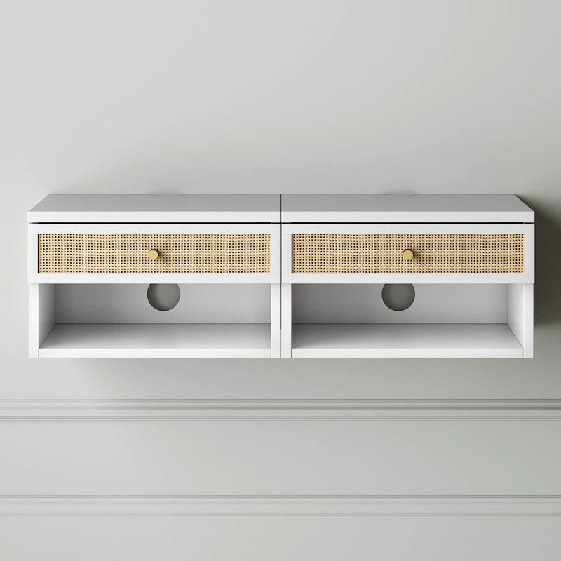 Table de chevet suspendue moderne Nathan James Jackson avec tiroir de rangement et niche ouverte