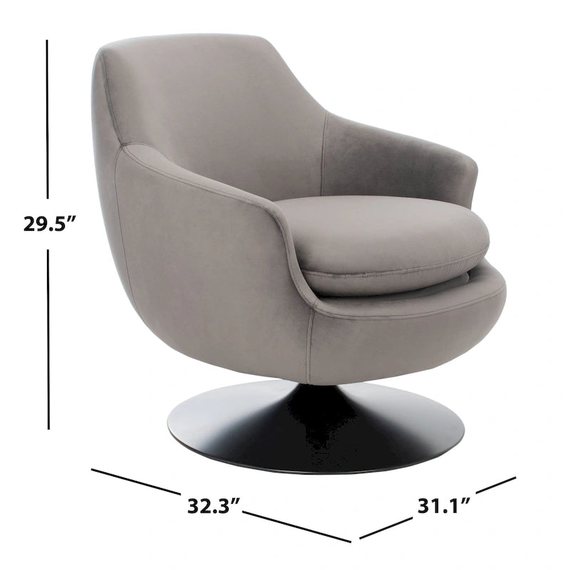 Fauteuil pivotant d'appoint SAFAVIEH Couture Citine en velours - 79 cm (L) x 82 cm (l) x 75 cm (H)