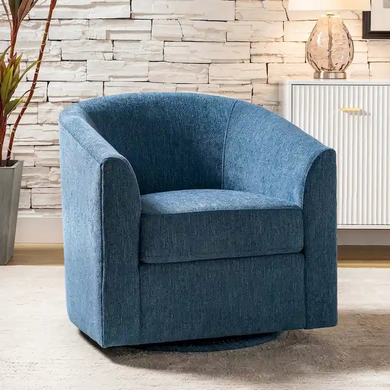 Fauteuil tonneau moderne rembourré Cuenca avec base pivotante