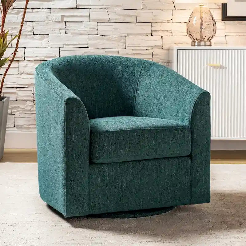 Fauteuil tonneau moderne rembourré Cuenca avec base pivotante