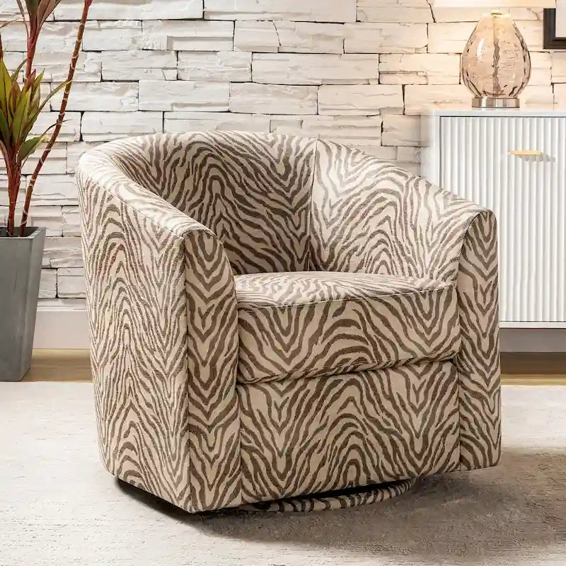 Fauteuil tonneau moderne rembourré Cuenca avec base pivotante