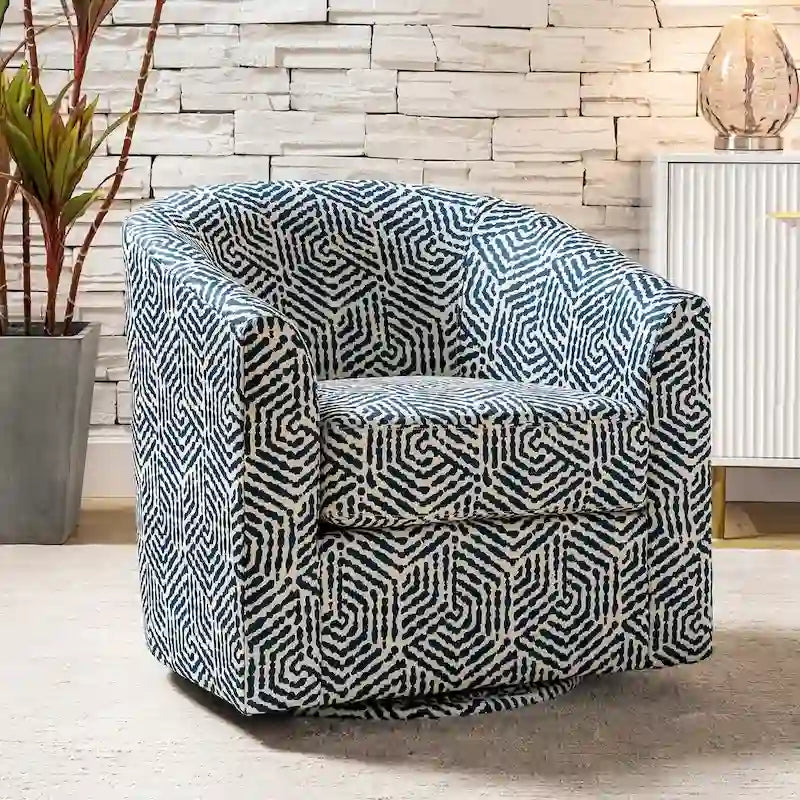 Fauteuil tonneau moderne rembourré Cuenca avec base pivotante