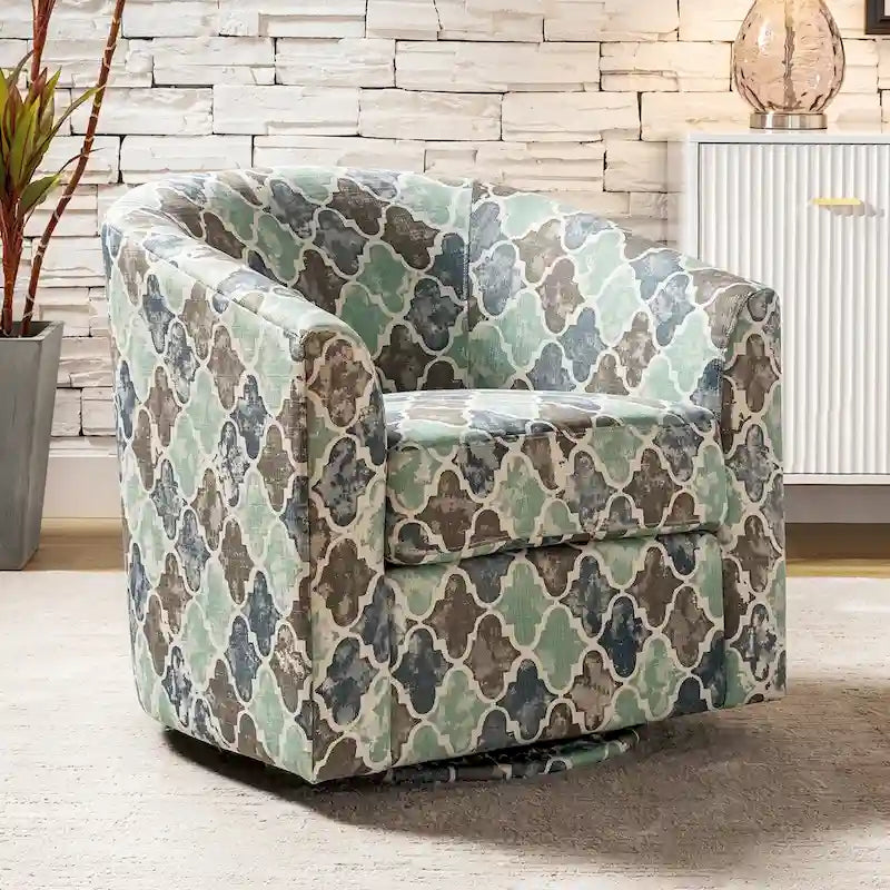 Fauteuil tonneau moderne rembourré Cuenca avec base pivotante