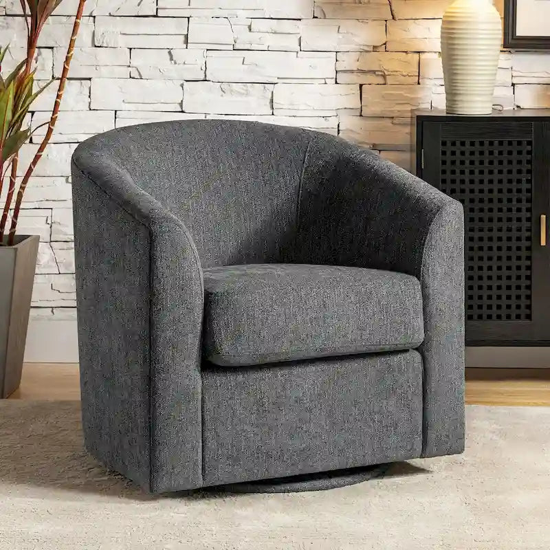 Cuenca Modern Upholstered Barrel Chair with Swivel Base