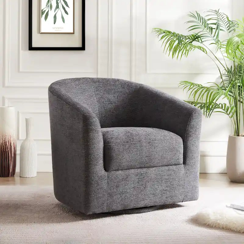 Fauteuil tonneau moderne rembourré Cuenca avec base pivotante